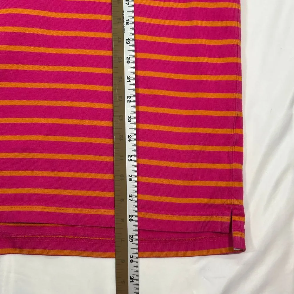 EUC J Crew Rugby Striped‎ Pink Orange Polo Shirt Short Sleeve Mens Large